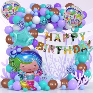Rozi Decoration Solid Mermaid Under The Sea Theme Birthday Party Decorations Balloon Bouquet