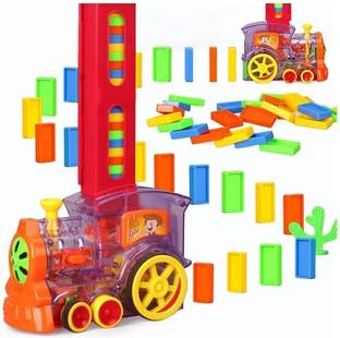 TRICKS TOY Domino Train Car Set with Sound & Light Automatic Laying Dominoes Brick Toy