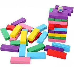 Nafhotoz Family Jenga Game with Dice – Soft Color Blocks