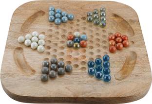 Shriji Crafts Chinese Checkers Brainvita Unique Game with 12-IN Wooden Board & Traditional Peg Party & Fun Board Game