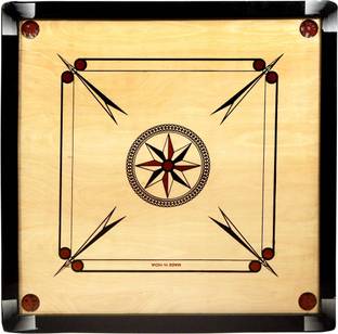 Kiwi Premium 32inch Round Pocket with Wooden Coins ,Striker & Disco powder 81.28 cm Carrom Board