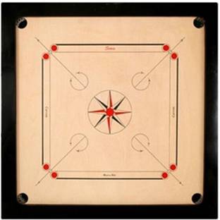 KIIMI Full Size 32 Inch Wooden With Crystal CoinStriker,Powder RoundPocket 5 cm Carrom Board