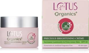 Lotus Organics+ Precious Brightening Creme SPF 20| Prevents Sun Damage |With Oragnic White Peony
