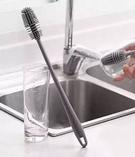 solemn Silicone Bottle Cleaning Brush with Long Flexible Handle and Soft Bristles