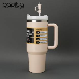papita Tumbler for Hot and Cold Insulated Tumbler Lid StainlessSteel TumblerStraw Cream Stainless Steel Coffee Mug