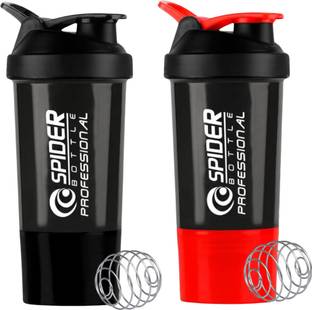 ZYRO Combo of 2pc Spider Gym Shaker Bottle, Mixer Ball, LeakProof, Food Grade, Gym 500 ml Plastic Shaker