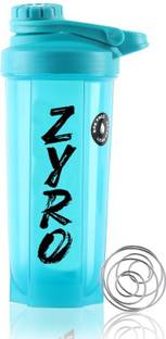 ZYRO Bolt Gym Sipper Bottle with Stainless Steel Mixer Ball for Lump Free Shakes 700 ml Shaker