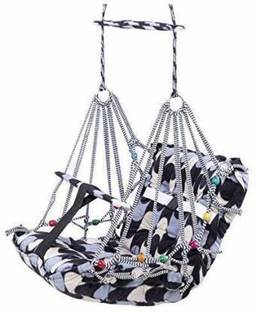 Givni Mart New Cotton Baby Swing for Kids Baby's Children Folding and Washable 1-7 Years with Safety Belt Home Garden Jhula for Babies for Indoor Outdoor Swings (Multicolor) Swings