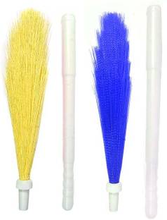 Xy Decor Adjustable Plastic Colored Jhadu, Broom Plastic Wet and Dry Broom