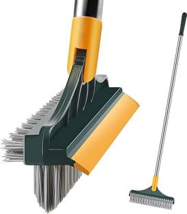 MAAUVTOR 3 in 1 Bathroom Floor Cleaning Long Handle Scrub Cleaner Plastic Fiber Wet and Dry Brush
