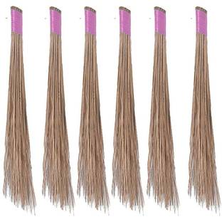 kiran Natural Coconut Broom Sticks for Floor Cleaning - coconut jharu - 6 pieces Grass Wet and Dry Broom