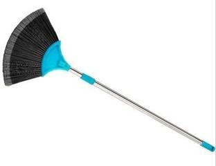 GLOWENTERPRISE Broom with Long Stainless Steel Rod [5 ft, Pack of 1] (Blue) Nylon Dry Broom