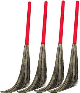 MDJAIN Grass Broom Plastic Handle for All Floor Cleaning Broom King Size | Broom Stick for Home Cleaning | Soft Grass Eco-Friendly Broom Grass Dry Broom