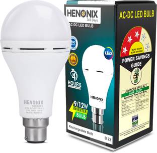 HENONIX 12W Inverter LED Bulb | Rechargeable | Battery Backup | Cool White | B22 4 hrs Bulb Emergency Light