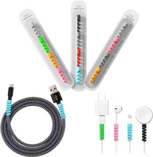 DECRONICS Charger Cable Protector Spiral Cable 1.5 Meter & 12 Pcs Twist Cable Saver Cable Protector