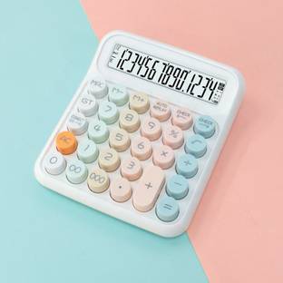 Villy Cute Pastel Big Display with Soft Round Keys Pastel Soft Key 12-Digit Calculator Basic  Calculator