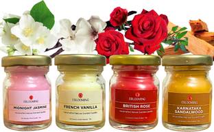 EBLOOMING Scented Candles Set for home in Glass Jars I Rose, Vanilla, Sandalwood & Jasmine Candle
