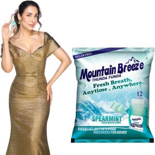 Mountain breeze Sugar-Free Spearmint Fresh Breath Strips (18 Strips each) Pack of 12 x 18 = 216 Strips Mint Mouth Freshener