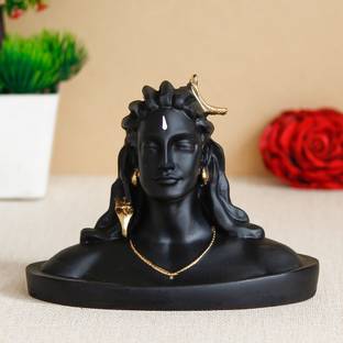 eCraftIndia Black Adiyogi Lord Shiva Handcrafted Polyresin Figurine Decorative Showpiece  -  11 cm