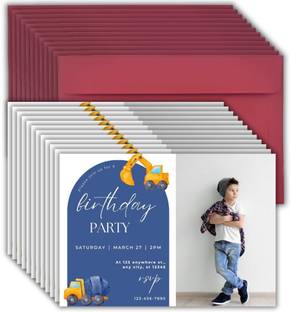 AanyaCentric 14.8x21cm A5 Size Photo Printed Kids Birthday with Envelope Invitation Card