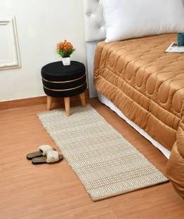 ALSTONIA Beige, White Cotton Runner