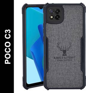Spicesun Back Cover for POCO C3 / Vegan PU Leather / Corner Four Side Edges & Camera Lens Protection