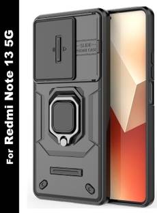 COVERTECH Back Cover for Redmi Note 13 5G, Sliding Camera Shield & 360° Protection Ring Stand Mobile Phone Case