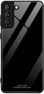 ELEF Back Cover for Samsung Galaxy S21 FE Luxurious Toughened Glass Back Shockproof TPU Bumper Case