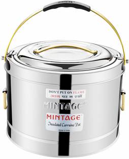 Mintage Stainless Steel Hot Pot | Serving Pot for Better Serve 15 Liters Thermoware Casserole