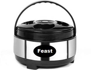 Feast Stainless Steel Casserole/Roti Pot/Hot Pot with Plastic Lid 2500 ml Thermoware Casserole