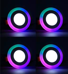 HBX LED Ceiling Panel Light 6 Watt (3+3) Fan Box Light, Dual 3D Color RGB & White, 4 Ceiling Light Ceiling Lamp