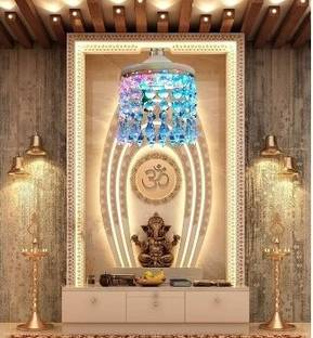 BMP BMP RGB Multi Color Crystal Chandelier Jhoomer for Home Temple Hanging Lamp Chandelier Ceiling Lamp
