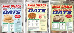 kwik snack by KWIK SNACK COMBO PACK OF 3 - QUICK OATS, MASALA OATS & ROLLED OATS 200 GM EACH Pouch