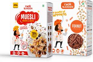 Cook Garden Fruits & Nuts Muesli and Foxnut Pasta Combo, Healthy Protein & Breakfast Cereal Box