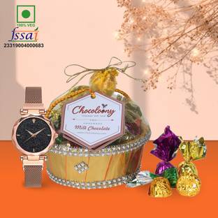 Chocoloony Chocolate Gift Basket with Stylish Watch for Sister, Wife, Lover Truffles