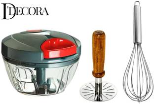 DDecora Combo Of 450 ML , Stainless-Steel Whisk and Masher Vegetable & Fruit Chopper