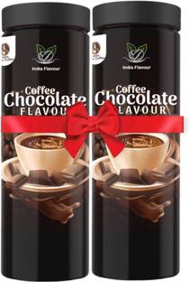 India Flavour Flavoured Instant Hot And Cold Chocolate Coffee Combo Pack for Relieving Stress Roast & Ground Coffee