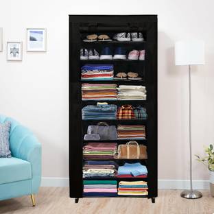 GlowSilk 9 Tier Collapsible Metal Shoe Rack Carbon Steel Collapsible Wardrobe