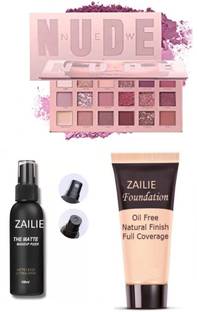 Zailie 18 color Best quality Eyeshadow With Foundation , Fixer