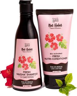 Nat Habit Natural Shampoo And Conditioner Combo With Hibiscus Five Oils For Damage Repair