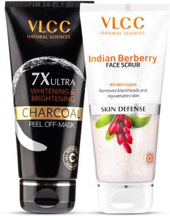 VLCC Charcoal Peel Off Mask 7X Ultra Whitening & Brightening & Indian Berberry Face Scrub
