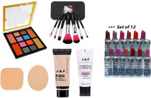 Zailie 12 color Eyeshadow With 2 in1 puff makeu brush Foundation Primer and Multiclorli