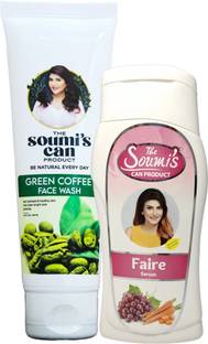 The Soumi's Can Product Green Coffee Face Wash (100ml) & Faire Serum (100ml)