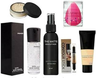 AZGX Combo Fixer, Primer, Blender Puff, Powder, Contor Stick and Foundation