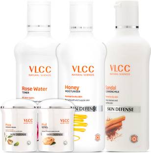 VLCC Pista Cream & Mud Face Pack & Honey Moisturiser & Sandal Milk & Rose Water Toner