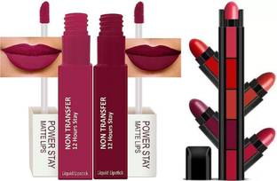 SILEOSA Long Stay Liquid Matte Lipstick (Flirty Red, Maroon) & 5in1 Red Edition