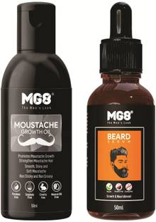 MG8 Beard Growth Serum For Men 50Ml And Beard Growth Oil 50Ml | Natural Beard Care