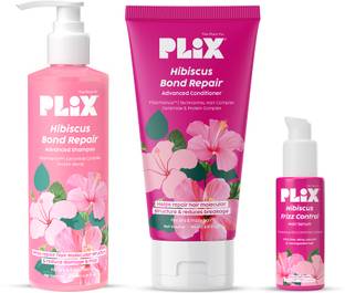 The Plant Fix Plix Hibiscus Frizz Control Hair Serum 50ml + Shampoo 200ml + Conditioner 175ml