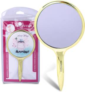 MAJESTIQUE Clear Glass with Handy Mirror – Medium Size Hand Mirror for Multiple Uses
