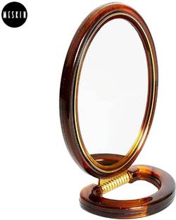 Meskin Oval Double-Sided Beauty Mirror with Handle (Pack of 1)